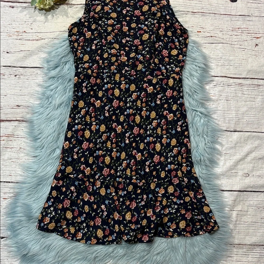 J. Crew Mercantile Ruched Waist Dress In Vintage Floral Lined Navy